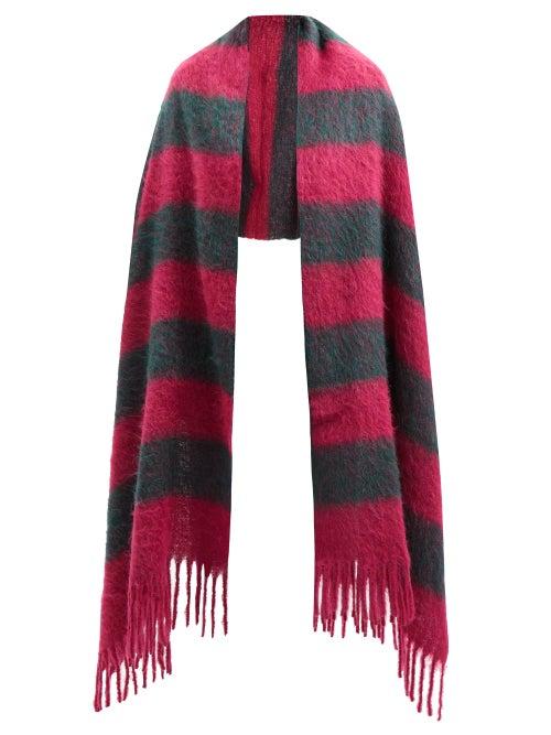 Marni - Striped Arm-hole Knitted Scarf - Womens - Red Multi