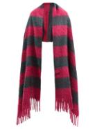 Marni - Striped Arm-hole Knitted Scarf - Womens - Red Multi