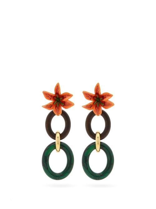 Matchesfashion.com Dolce & Gabbana - Floral Drop Clip Earrings - Womens - Multi
