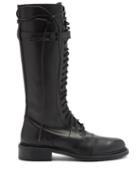 Matchesfashion.com Ann Demeulemeester - Lace-up Knee-high Leather Boots - Womens - Black