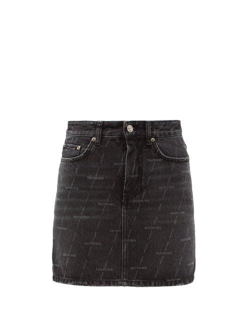 Matchesfashion.com Balenciaga - Logo-lasered Denim Mini Skirt - Womens - Black
