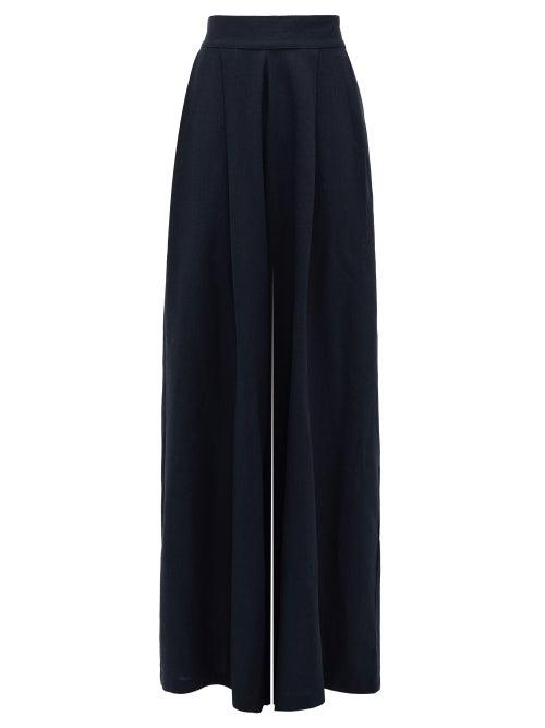 Matchesfashion.com Escvdo - Acasia High-rise Cotton Trousers - Womens - Navy