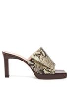 Matchesfashion.com Wandler - Isa Square Open-toe Platform Leather Mules - Womens - Brown Multi
