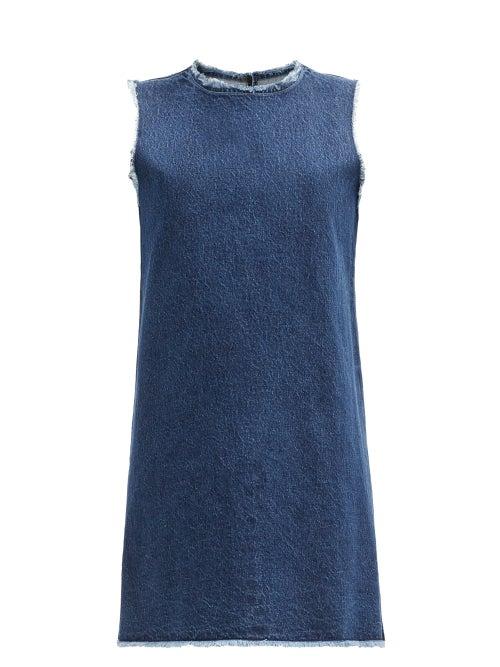 Matchesfashion.com Raf Simons - Sleeveless Raw-edge Denim Mini Dress - Womens - Denim