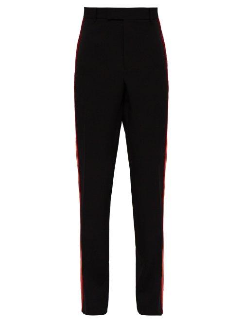Matchesfashion.com Calvin Klein 205w39nyc - Side Stripe Wool Trousers - Mens - Black Red