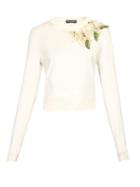 Matchesfashion.com Dolce & Gabbana - Floral Appliqu Sweater - Womens - Cream