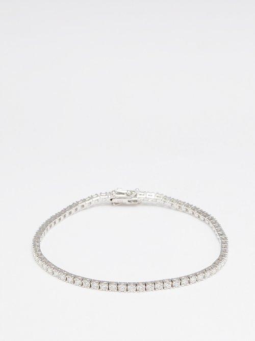 Roxanne First - Diamond & 14kt White-gold Tennis Bracelet - Womens - Gold Multi