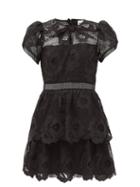 Matchesfashion.com Self-portrait - Bow-neck Guipure-lace Mini Dress - Womens - Black