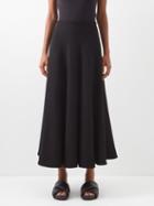Raey - Organic Wool-crepe Circle Midi Skirt - Womens - Black