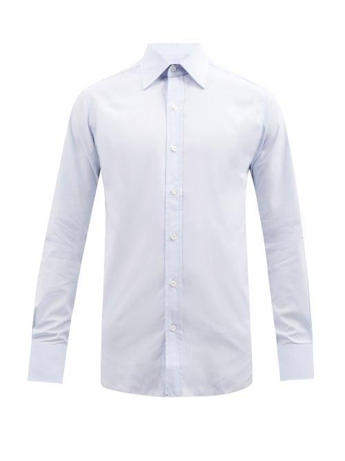 Tom Ford - Point-collar Cotton-poplin Shirt - Mens - Light Blue