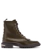 Matchesfashion.com Toga Virilis - Fringed Studded Leather Boots - Mens - Green