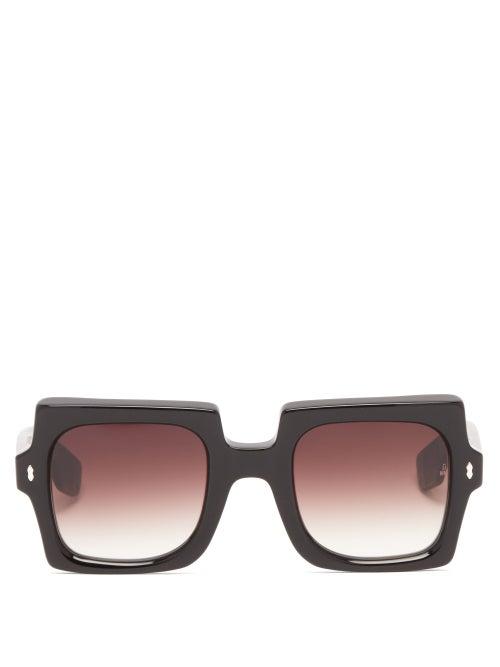Matchesfashion.com Jacques Marie Mage - Squeeze Square Acetate Sunglasses - Womens - Black
