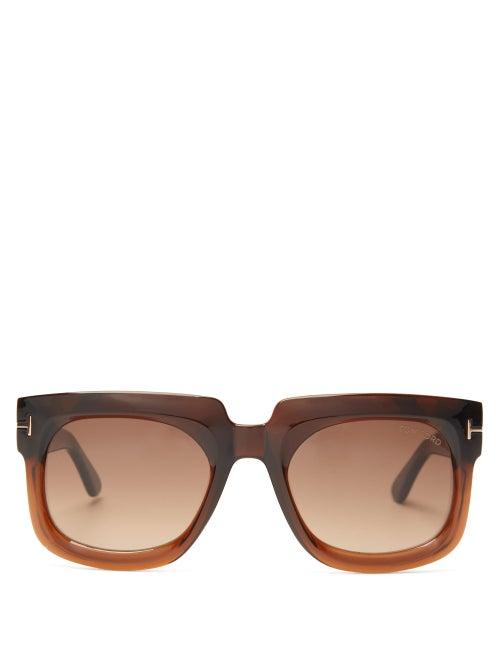 Matchesfashion.com Tom Ford Eyewear - T Monogram Square Acetate Sunglasses - Womens - Brown