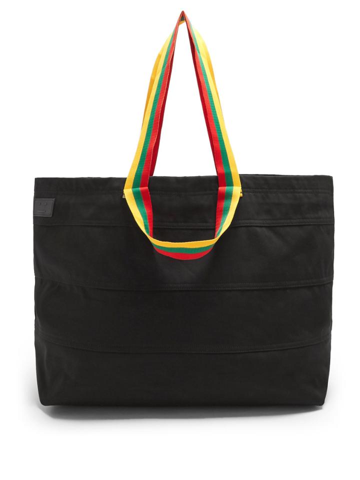 Acne Studios Claas Face-appliqu Striped Cotton Tote