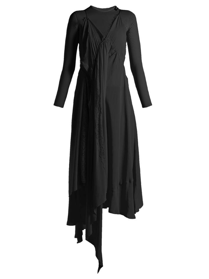 Balenciaga Round-neck Draped Silk-crepe Dress