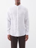 Brunello Cucinelli - Stand-collar Slubbed-linen Shirt - Mens - White