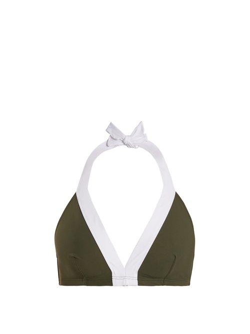 Matchesfashion.com Diane Von Furstenberg - Banded Soft Cup Bikini Top - Womens - Khaki White