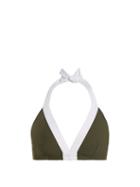 Matchesfashion.com Diane Von Furstenberg - Banded Soft Cup Bikini Top - Womens - Khaki White