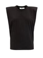 Ladies Rtw The Frankie Shop - Eva Padded-shoulder Organic Cotton Tank Top - Womens - Black