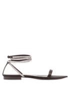 Matchesfashion.com Saint Laurent - Tower Crystal Embellished Satin Sandals - Womens - Black