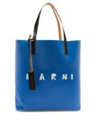 Matchesfashion.com Marni - Logo-print Coated-canvas Tote Bag - Womens - Blue Multi