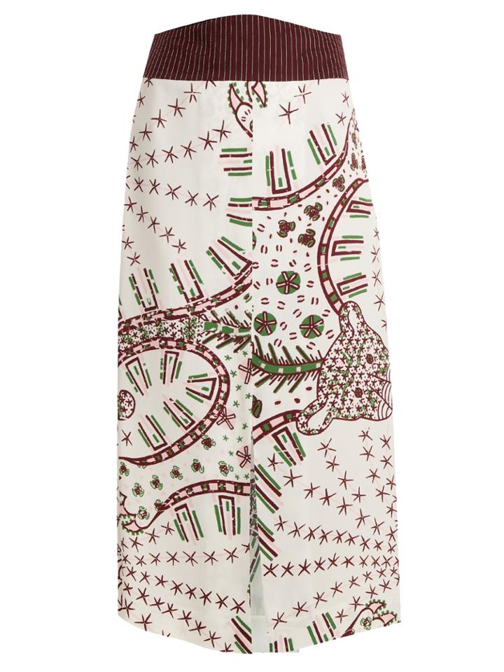 Valentino Graphic-print Crepe Midi Skirt