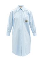 Ladies Rtw Gucci - Mon Petit Chou Cotton-poplin Shirt Dress - Womens - Blue