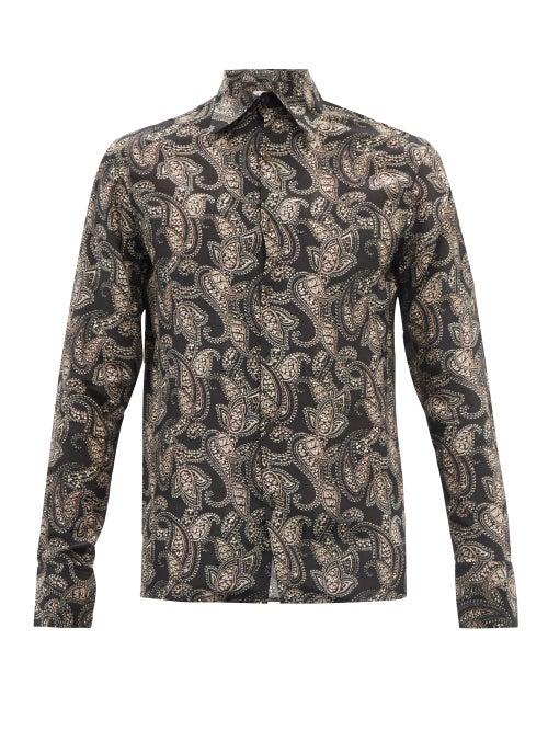 73 London - Wanderlust Paisley-print Silk-twill Shirt - Mens - Black Print
