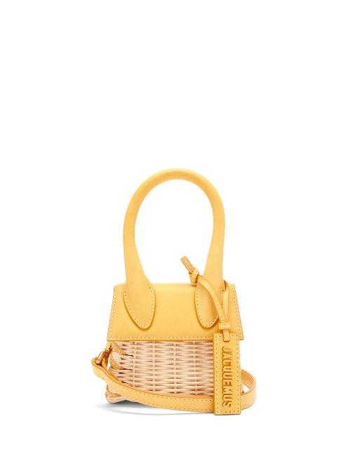 Matchesfashion.com Jacquemus - Le Chiquito Leather And Wicker Cross-body Bag - Womens - Yellow Multi