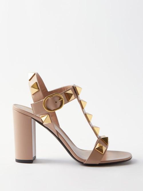 Valentino Garavani - Roman Stud 90 Leather Sandals - Womens - Nude