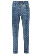Matchesfashion.com Marine Serre - Crescent-moon Recycled-cotton Denim Jeans - Mens - Blue