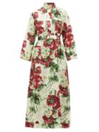 Matchesfashion.com Gucci - Poppy Print Cotton Poplin Midi Dress - Womens - Ivory Multi