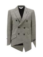 Matchesfashion.com Comme Des Garons Comme Des Garons - Glen-check Asymmetric Wool-blend Jacket - Womens - Grey