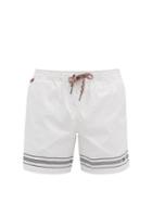 Matchesfashion.com Burberry - Martin Logo-embroidered Shell Swim Shorts - Mens - White
