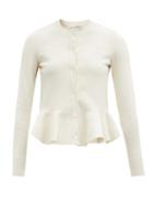 Matchesfashion.com Alexander Mcqueen - Peplum-hem Stretch-knit Cardigan - Womens - Ivory