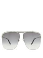 Matchesfashion.com Givenchy - Gv 7173/s Crystal & Metal Aviator Sunglasses - Womens - Silver