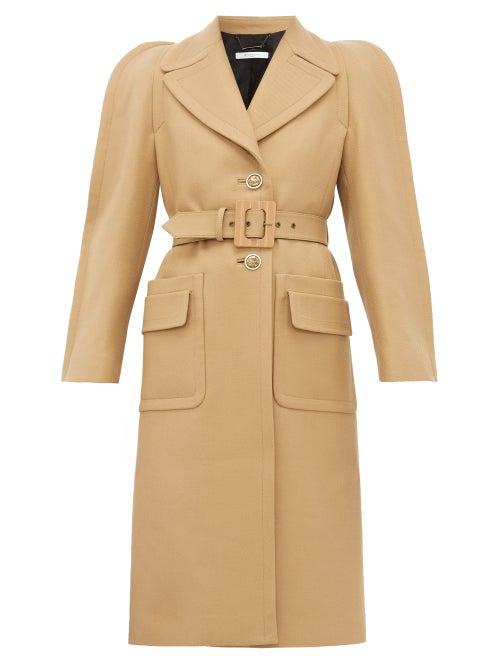 Matchesfashion.com Givenchy - Exaggerated Shoulder Belted Wool Blend Coat - Womens - Camel