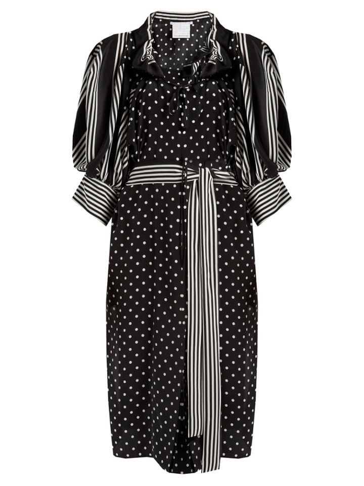 Stella Mccartney Polka-dot And Stripe Print Crepe Dress