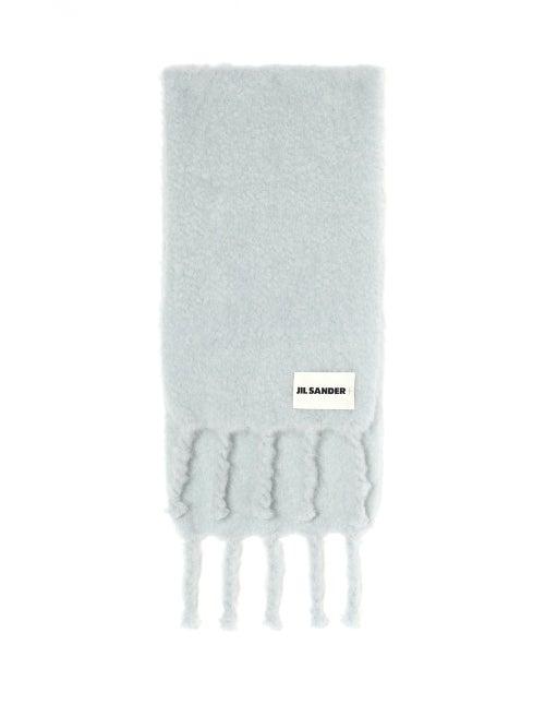 Ladies Accessories Jil Sander - Logo-patch Tasselled Mohair Scarf - Womens - Light Grey