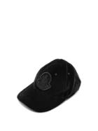 Matchesfashion.com Moncler - Logo Embroidered Velvet Cap - Womens - Black