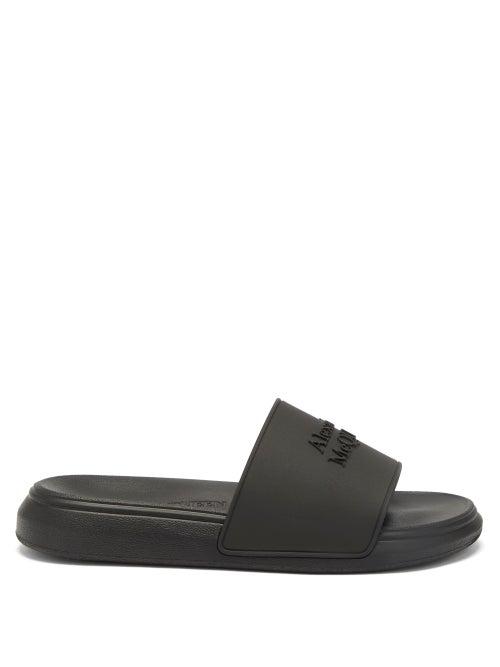 Alexander Mcqueen - Logo-plaque Rubber Pool Slides - Womens - Black