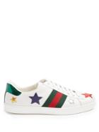 Gucci New Ace Metallic-stars Leather Trainers