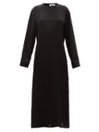 Raey - Fluid Tie-back Long-sleeved Cupro Dress - Womens - Black