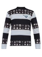 Matchesfashion.com Prada - Nautical Print Long Sleeved Cotton T Shirt - Mens - Navy