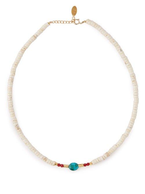 Matchesfashion.com Elise Tsikis - Elyes Magnesite & 18kt Gold Plated Necklace - Womens - Red