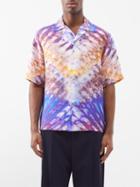 Amiri - Tie-dye Print Silk Short-sleeved Shirt - Mens - Purple Multi