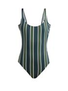 Matchesfashion.com On The Island - Gialos Striped Scoop Neck Swimsuit - Womens - Green Stripe