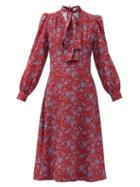 Matchesfashion.com See By Chlo - Pussy-bow Floral-print Crepe Midi Dress - Womens - Red Print