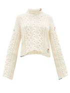 Matchesfashion.com Jw Anderson - Logo-embroidered Cotton Sweater - Womens - Ivory