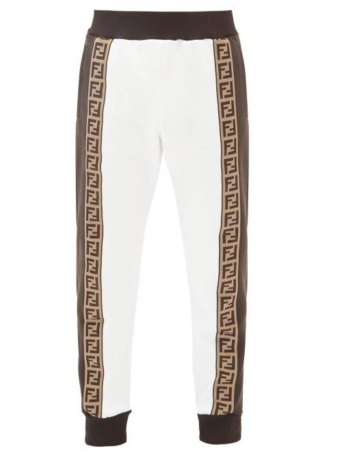 Matchesfashion.com Fendi - Ff-jacquard Cotton-blend Jersey Track Pants - Mens - White